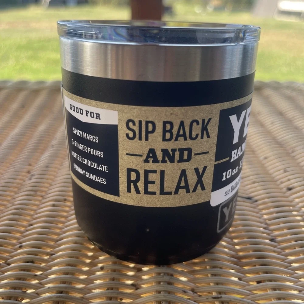 Yeti Rambler 10oz Lowball Tumbler Black Stainless Insulated MagSlider With Lid